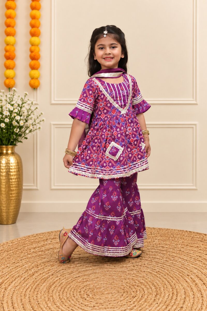 Purple Patoda Sharara Set