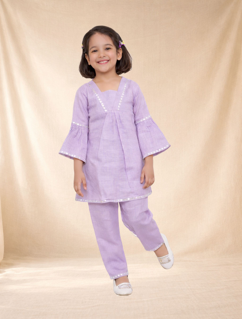 Light Purple Cotton Kurta & Palazzo Set