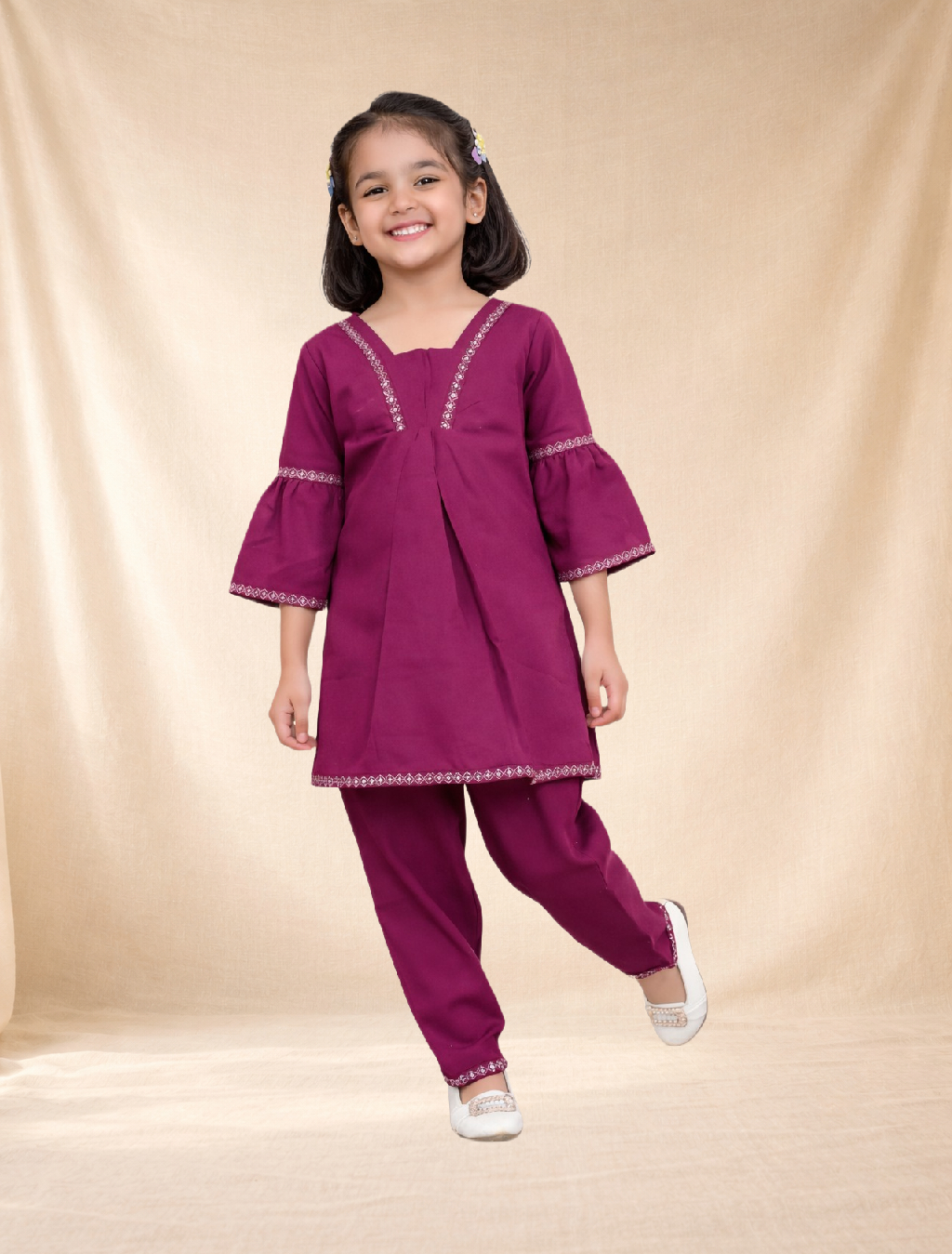 Magenta Cotton Kurta & Palazzo Set