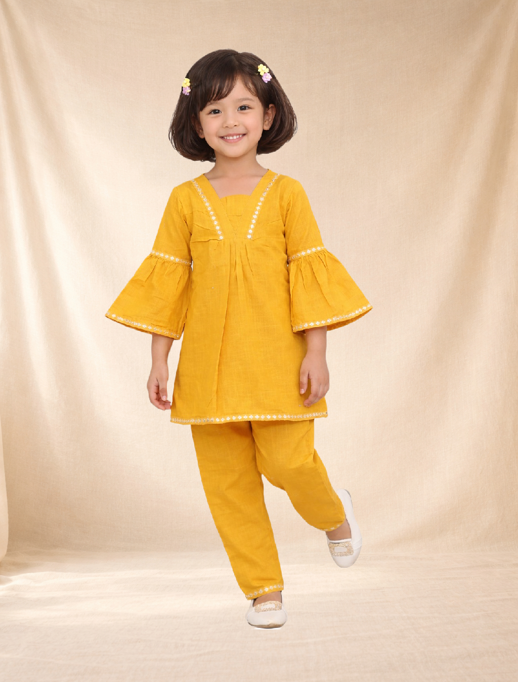 Mustard Cotton Kurta & Palazzo Set