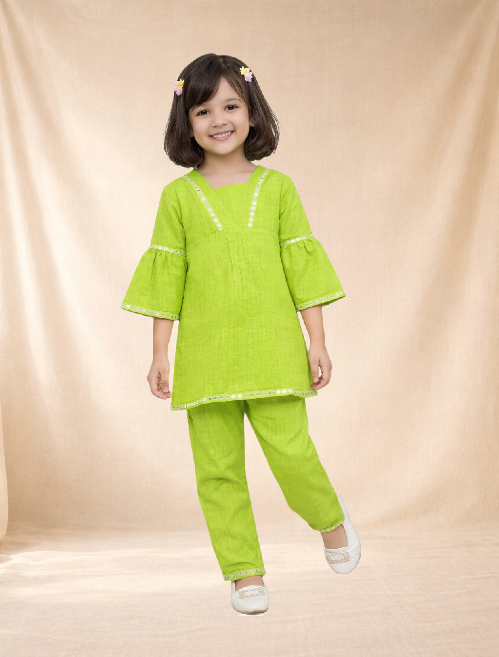 Dark Green Cotton Kurta & Palazzo Set
